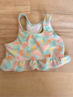 Ruffle Butts Mint and Peach Citrus Ruffle Swim Top